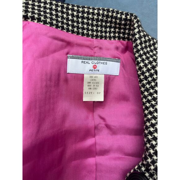 VTG Women's 2 Piece Skirt Suit Black & White Houndstooth 100% Wool Made In USA - Picture 6 of 16